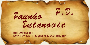 Paunko Dulanović vizit kartica